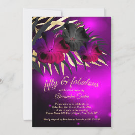Fabulous 50 Pflaume Lila Gold Black Hibiskus Party Einladung
