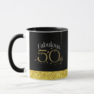 Fabulous 50er Chic Modern Script Black Gold Glitze Tasse