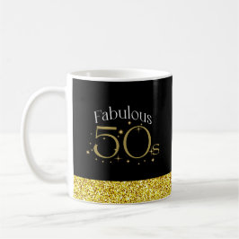 Fabulous 50er Chic Modern Script Black Gold Glitze Tasse