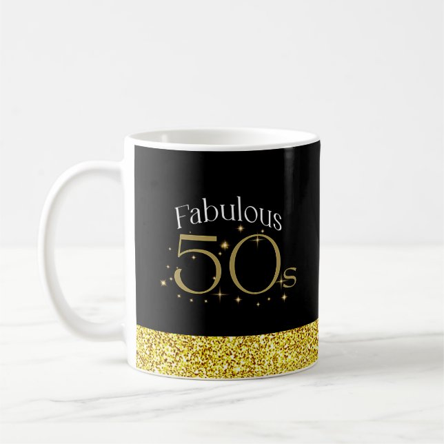 Fabulous 50er Chic Modern Script Black Gold Glitze Tasse (Links)