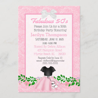 Fabulous 50er Poodle Skirt Geburtstag Einladungen