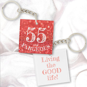 Fabulous 55 Birthday Coral Glitter Double Sided