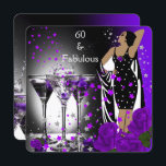 Fabulous 60 60. Geburtstag Lila Rose Martini Einladung<br><div class="desc">Fabulous Rose Martini 60. 60 Geburtstagsparty Retro Diva Art Deko Lila com. Schwarze Einladung Geburtstagsparty. Wechseln Sie zu 50.,  40.,  30.,  Anpassen mit Ihren eigenen Daten. Matching UAWG verfügbar.</div>