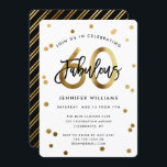 Fabulous 60. | Moderne Elegant Gold Geburtstagspar Einladung<br><div class="desc">Feiern Sie Ihre 60. Geburtstagsparty mit diesen modernen,  eleganten Party Einladungen mit Pinselhandschrift und Imitaten mit goldfarbenem/schwarzem Design. Die Hintergrundfarbe kann unter "Weitere Anpassung" geändert werden. Teil der "Fabulous 60." Kollektion.</div>