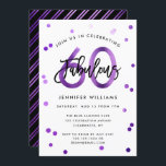 Fabulous 60. | Moderne Lila Geburtstagsparty Einladung<br><div class="desc">Feiern Sie Ihre fabelhafte 60. Geburtstagsfeier mit diesen modernen,  eleganten,  schicken Party Einladungen mit Pinselhandschrift und lila-schwarz Design. Die Hintergrundfarbe kann unter "Weitere Anpassung" geändert werden. Teil der "Fabulous 60." Kollektion.</div>