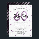 Fabulous 60. | Moderne Lilac Lila Birthday Party Einladung<br><div class="desc">Feiern Sie Ihre fabelhafte 60. Geburtstagsparty mit diesen modernen,  eleganten,  schicken Party Einladungen mit Pinselhandschrift und lila lila-schwarz- Gestaltung. Die Hintergrundfarbe kann unter "Weitere Anpassung" geändert werden. Teil der "Fabulous 60." Kollektion.</div>