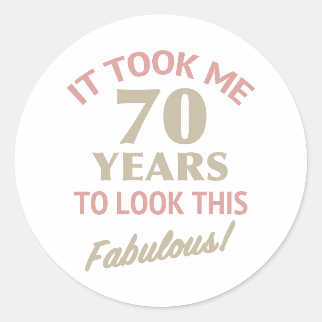 Fabulous 70. Geburtstag Runder Aufkleber (Vorderseite)