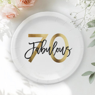 Fabulous 70. Moderne Elegante Chic Gold Geburtst Pappteller