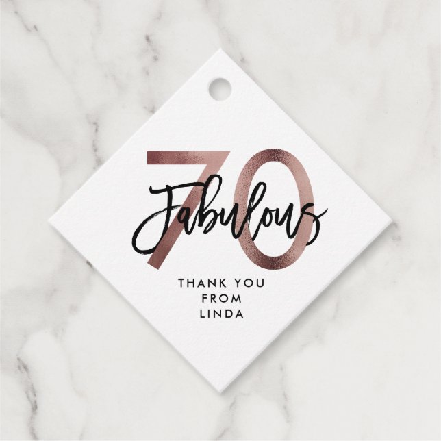 Fabulous 70. | Moderne Elegante Rose Gold Geburtst Geschenkanhänger (Vorderseite)