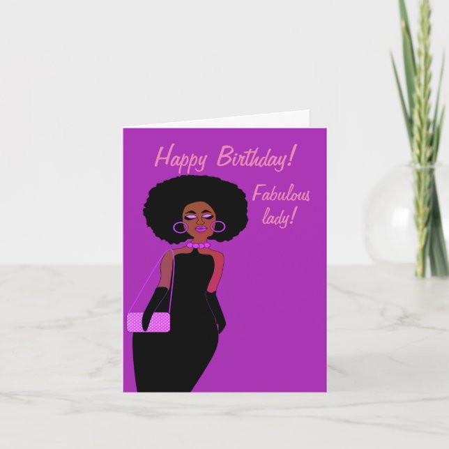 Fabulous African American Lady Birthday Card Karte (Vorderseite)