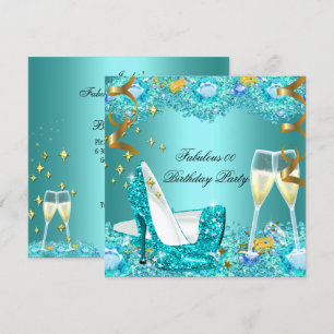 Fabulous Aquamarin Blue Glitzer High Heels Champag Einladung