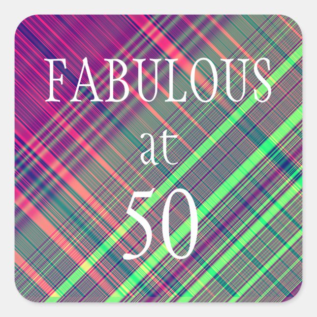 Fabulous at 50 Glitch Square Sticker (Vorderseite)