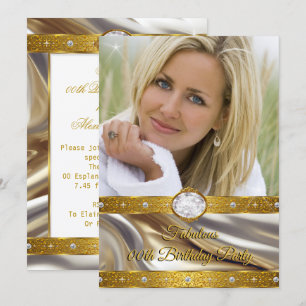 Fabulous Birthday Foto Diamonds Gold Silber Einladung