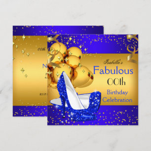Fabulous Blue High Heels Gold Geburtstagsparty 2 Einladung
