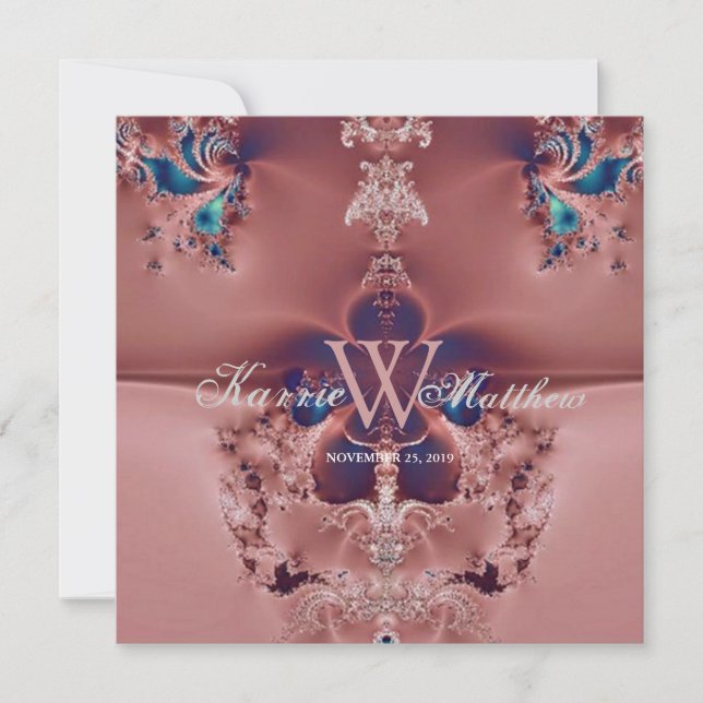 Fabulous Chandelier Fraktal Mauve Wedding Einladung (Vorderseite)