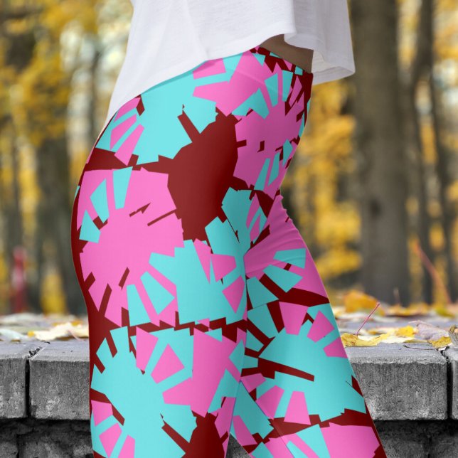 Fabulous Deep Red Phase Shift Muster Leggings (Phase Shift on Deep Red Leggings)