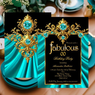 Fabulous Elegant Geburtstag Aquamarin Blue Silk Go Einladung