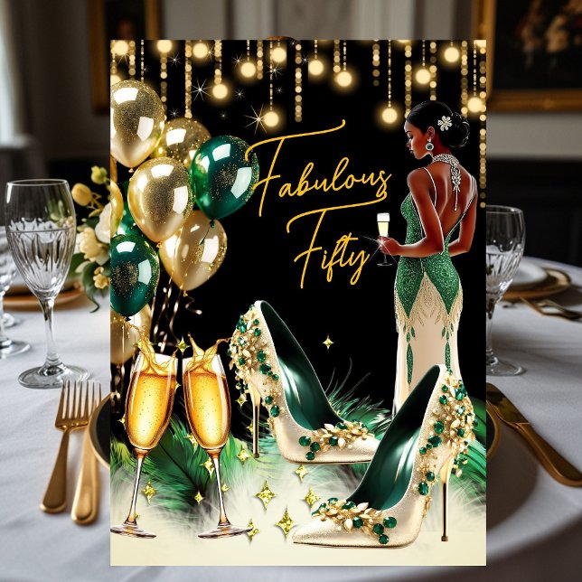 Fabulous Ethnic Birthday Emerald Green Gold Cream Einladung (Von Creator hochgeladen)