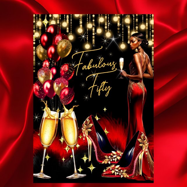 Fabulous Ethnic Birthday Red Champagne Dress Einladung (Von Creator hochgeladen)