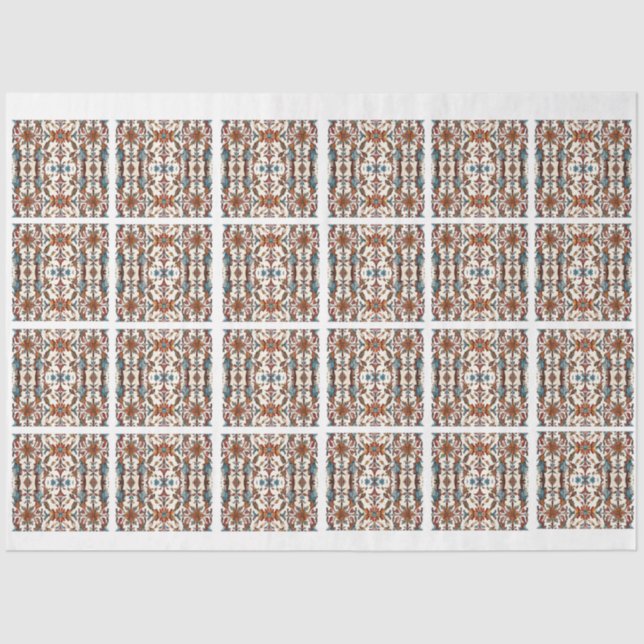 Fabulous Fall and Blue Tiled Decoupage Seidenpapier (Vorderseite)