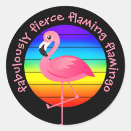 'Fabulous Fierce Flaming Flamingo' Preis Runder Aufkleber