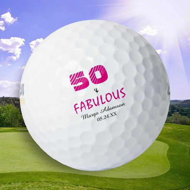 Fabulous Fifty Birthday Hers Personalisiert Golfball (Von Creator hochgeladen)