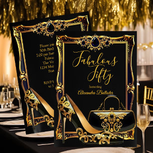 Fabulous Fifty Black Gold High Heel Handtasche Ede Einladung