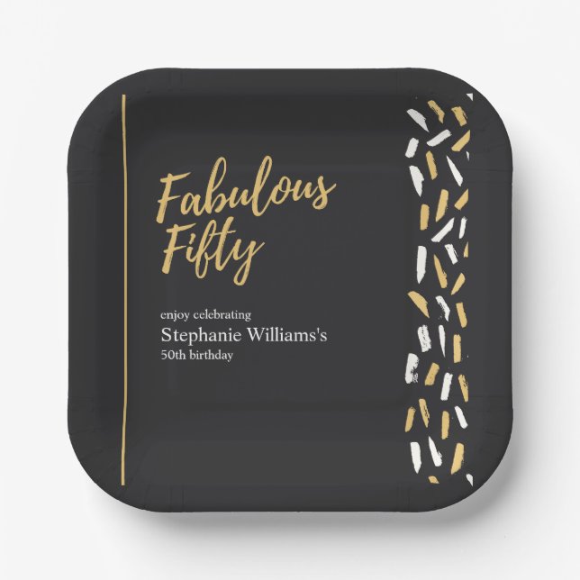 Fabulous Fifty Golden Modern Woman's 50th Birthday Pappteller (Vorderseite)