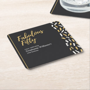 Fabulous Fifty Golden Moderne Frau zum 50. Geburts Rechteckiger Pappuntersetzer