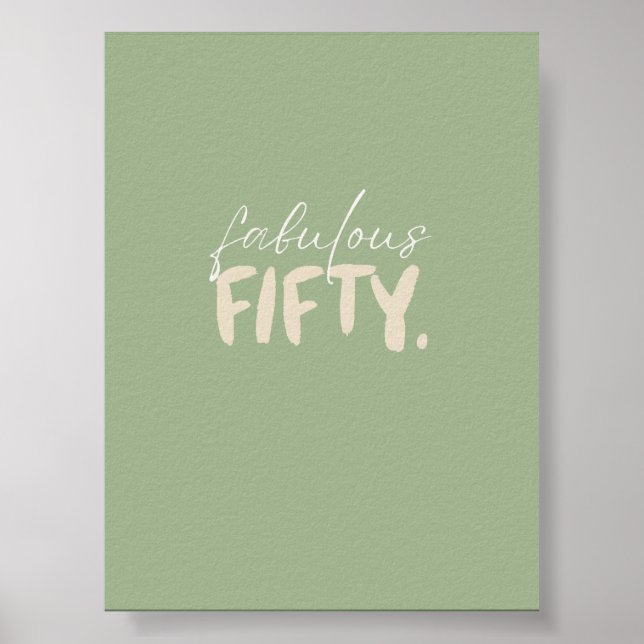 Fabulous Fifty Green Beige Typography Poster  (Vorne)