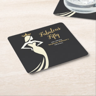Fabulous Fifty Königin Golden Schwarz 50. Geburtst Rechteckiger Pappuntersetzer