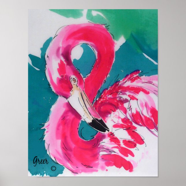 Fabulous Flamingo Bird Tropical Art Print Poster (Vorne)