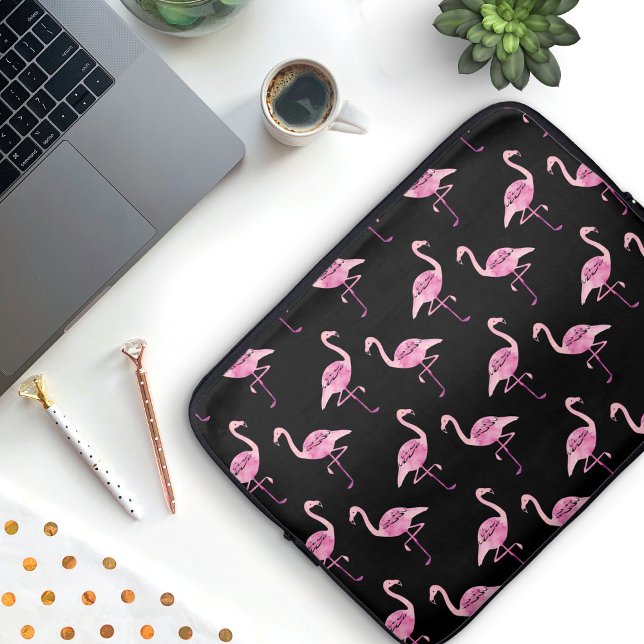 Fabulous Flamingo Pink Wasserfarben Muster Laptopschutzhülle (Pink Flamingo Laptop Sleeve)