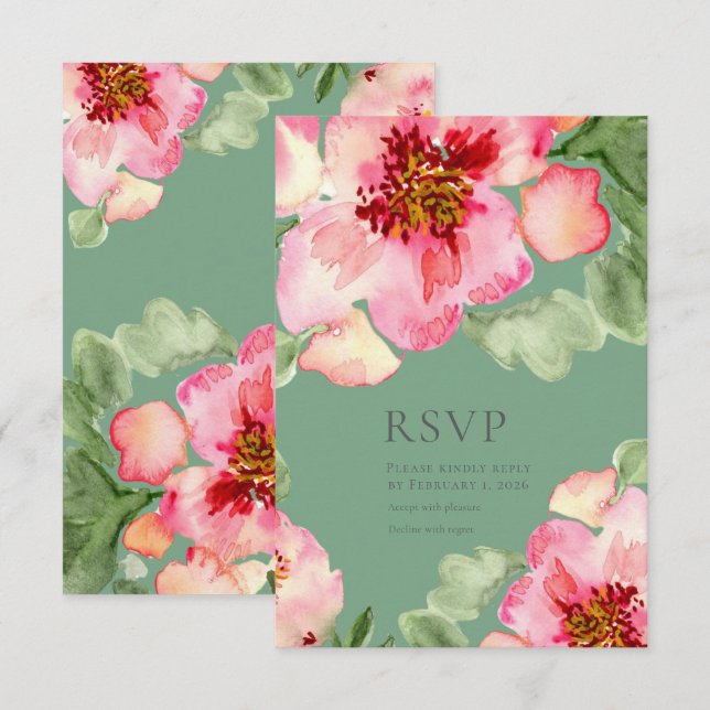 Fabulous Florals Garden Party Bridal Shower RSVP Karte (Vorne/Hinten)