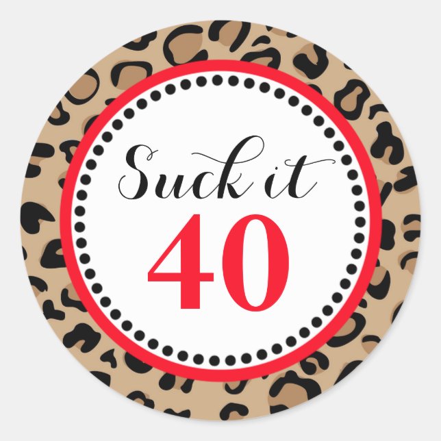 Fabulous Forty Leopard Birthday Sucker Runder Aufkleber (Vorderseite)