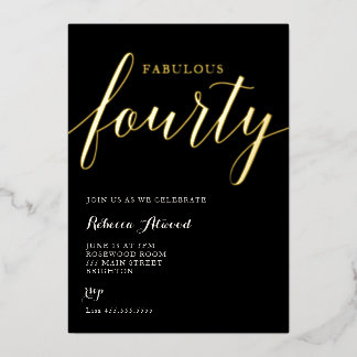 Fabulous Fourty BIrthday Foil Invitation Folieneinladung