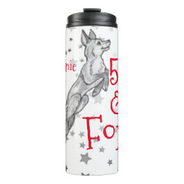 Fabulous Foxy 50. Geburtstag Schwarz-weißer Rotfuc Thermosbecher