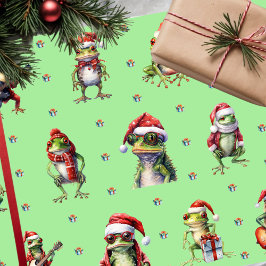 Fabulous Frog Rock Band Weihnachtsfeiertag auf Gre Geschenkpapier
