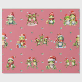 Fabulous Frogs Christmas Holiday Lt Red Wrapping Geschenkpapier