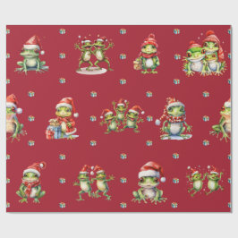 Fabulous Frogs Weihnachtsfeiertag auf Red Wrapping Geschenkpapier