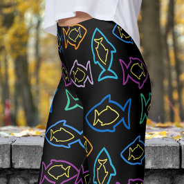 Fabulous Fun Black Multi Fin Muster Leggings