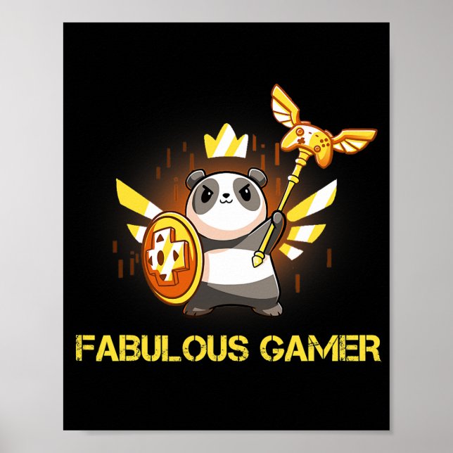 Fabulous Gamer Funny Panda Gamer Video Game Poster (Vorne)