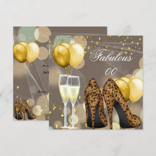 Fabulous Gold Beige Leopard Champagner Party Einladung
