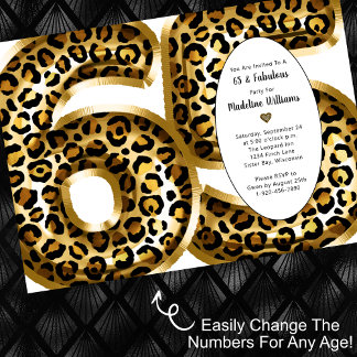 Fabulous Gold Foil Leopard Print JEDES ALTER Gebur Einladung