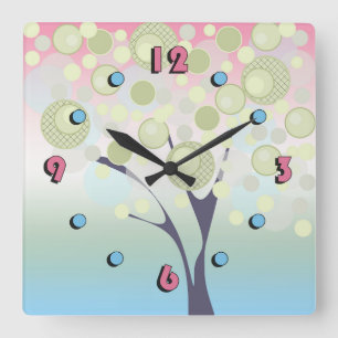 Fabulous, Holz, Quadratische Wanduhr