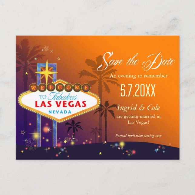 Fabulous Las Vegas Wedding Save the Date Ankündigungspostkarte (Vorderseite)