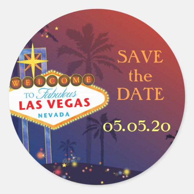 Fabulous Las Vegas Wedding Save the Date Runder Aufkleber (Vorderseite)