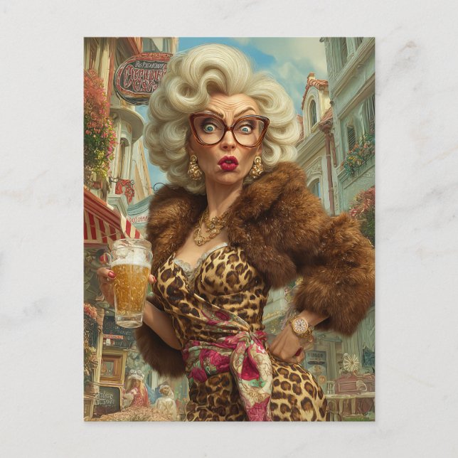 Fabulous Leopard Lady Attitude Postkarte (Vorderseite)