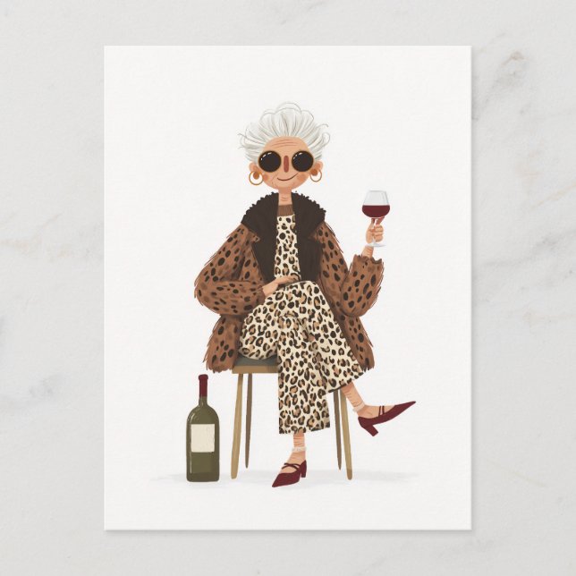 Fabulous Oma im Leopardenstil Postkarte (Vorderseite)