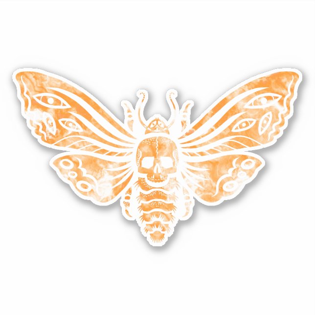 Fabulous Orange Death's Head Moth Aufkleber (Vorderseite)